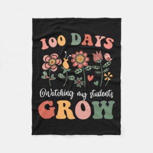 100 Days Growing Boho Flowers Teacher 100th Day Of Fleece Blanket