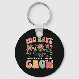 100 Days Growing Boho Flowers Teacher 100th Day Of Key Ring