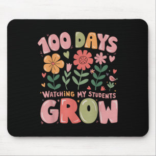 100 Days Growing Retro Flowers Teacher 100th Day Mouse Pad