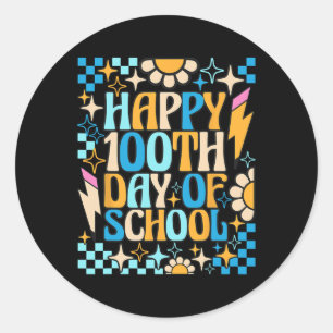 100 Days Happy 100th Day Of School Teacher Kids Re Classic Round Sticker