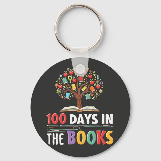 100 Days in the Books Days Of School Book Teacher Key Ring (Front)