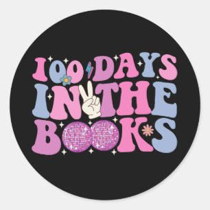 100 Days In The Books Disco Ball Groovy Retro Classic Round Sticker