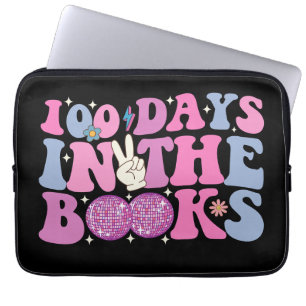100 Days In The Books Disco Ball Groovy Retro Laptop Sleeve