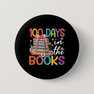 100 Days In The Books Reading Flower Bow Teacher S 6 Cm Round Badge