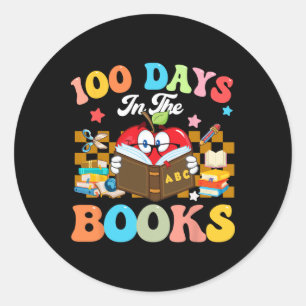 100 Days In The Books Reading Teacher 100 Days Of Classic Round Sticker
