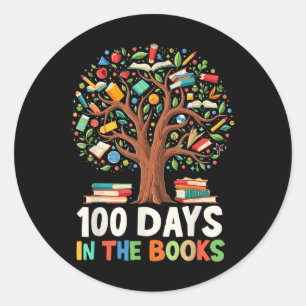 100 Days In The Books Reading Teacher 100th Day Classic Round Sticker