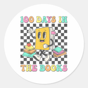 100 Days In The Books Reading Teacher 100th Day Classic Round Sticker
