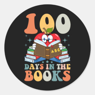 100 Days In The Books Reading Teacher 100th Day Of Classic Round Sticker