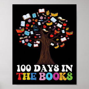 100 Days In The Books Reading Teacher 100th Day Of Poster
