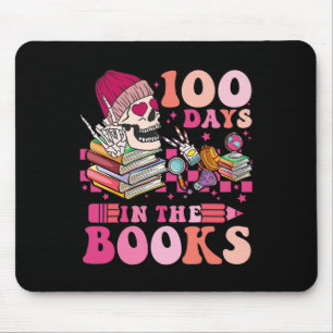 100 Days In The Books Reading Teacher Skeleton Val Mouse Pad