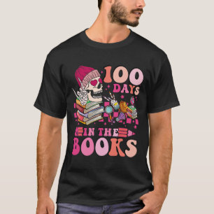 100 Days In The Books Reading Teacher Skeleton Val T-Shirt
