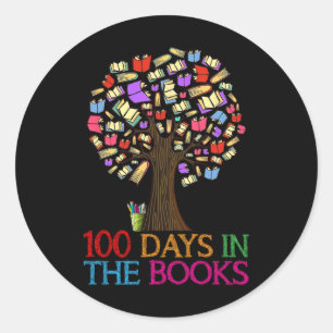 100 Days In The Books Tree 100th Day Of School Tea Classic Round Sticker