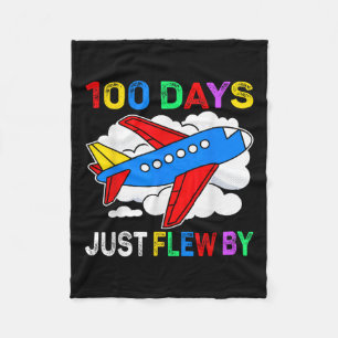 100 Days Just Flew By Aeroplane 100th Day Of Fleece Blanket
