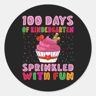 100 Days Kindergarten Sprinkled With Fun Cupcake G Classic Round Sticker