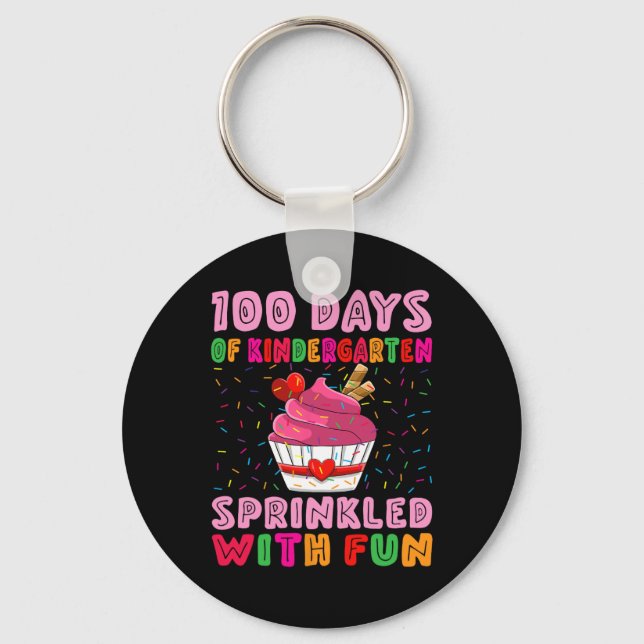 100 Days Kindergarten Sprinkled With Fun Cupcake G Key Ring (Front)