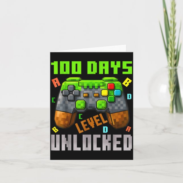 100 Days Level Unlocked Gaming 100 Days Of School  Card (Front)
