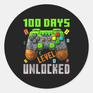 100 Days Level Unlocked Gaming 100 Days Of School  Classic Round Sticker