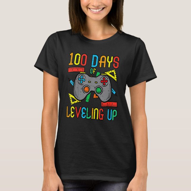 100 Days Leveling Up Game Controller 100th Day Sch T-Shirt (Front)