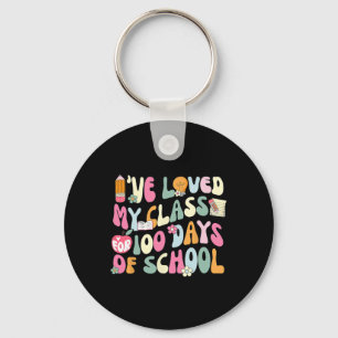 100 Days Loved My Cl Retro Teacher 100th Day Of Sc Key Ring
