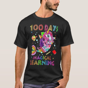 100 Days Magical Learning 100 Days Of School Merma T-Shirt