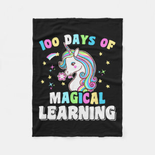 100 Days Magical Unicorn Kids Costume 100th Day Of Fleece Blanket