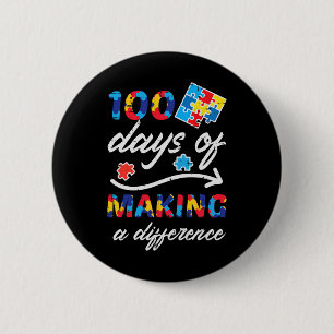 100 Days Making Difference Autism Puzzle 100th Day 6 Cm Round Badge