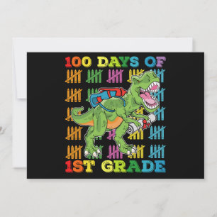 100 Days Of 1st Grade T Rex Dinosaur School Invitation
