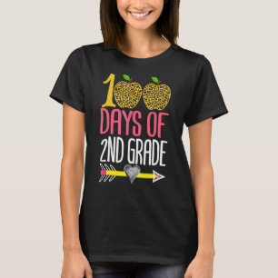 100 Days Of 2nd Grade Heart Leopard 100th Day Of S T-Shirt