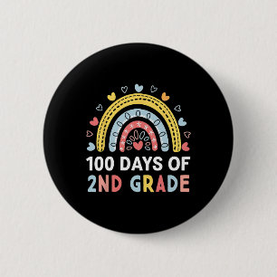 100 Days Of 2nd Grade Rainbow Happy 100th Day Of S 6 Cm Round Badge