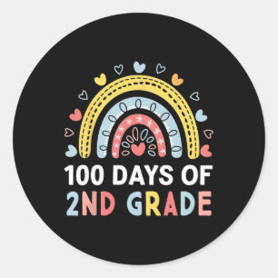 100 Days Of 2nd Grade Rainbow Happy 100th Day Of S Classic Round Sticker