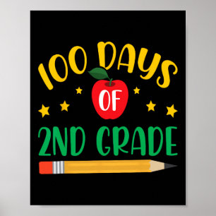 100 Days Of 2nd Grade Student Girls Boys 100 Days Poster