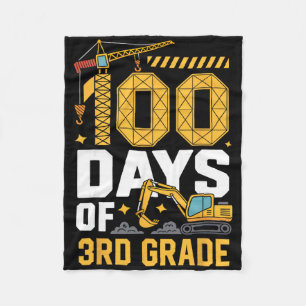 100 Days Of 3rd Grade Construction Vehicle 100 Day Fleece Blanket