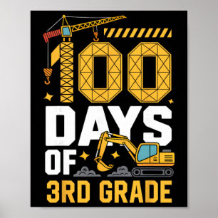 100 Days Of 3rd Grade Construction Vehicle 100 Day Poster