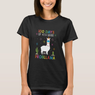 100 Days Of 4th Grade No Probllama Llama Mask Quar T-Shirt