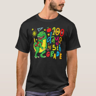 100 Days of 5th Grade Dino Rex 100 Day of School D T-Shirt