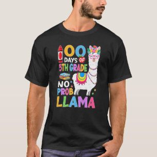 100 Days of 5th Grade No Probllama 100th Day Girls T-Shirt