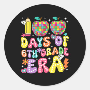 100 Days Of 6th Grade Era Sixth Grade Teacher Stud Classic Round Sticker