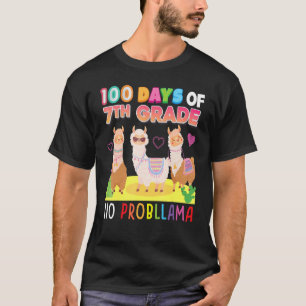 100 Days Of 7th Grade No Probllama 100th Day Schoo T-Shirt
