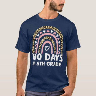 100 Days Of 8th Grade Rainbow Leopard 100th Days O T-Shirt