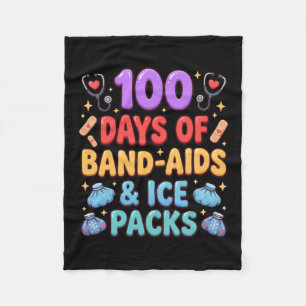 100 Days Of Adhesive Bandages And Ice Packs Fleece Blanket