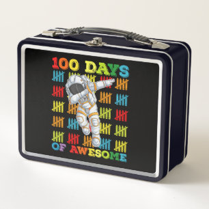 100 Days Of Awesome Astronaut 100th Day Of School Metal Lunch Box
