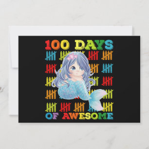 100 Days Of Awesome Mermaid 100th Day Of School Invitation