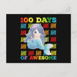 100 Days Of Awesome Mermaid 100th Day Of School Postcard