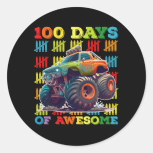 100 Days Of Awesome Monster Truck 100th Day School Classic Round Sticker