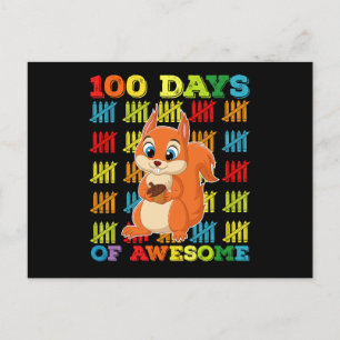 100 Days Of Awesome Squirrel 100th Day Of School Postcard