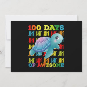 100 Days Of Awesome Turtle 100th Day Of School Invitation