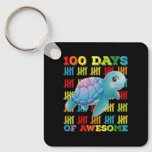 100 Days Of Awesome Turtle 100th Day Of School Key Ring