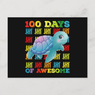 100 Days Of Awesome Turtle 100th Day Of School Postcard