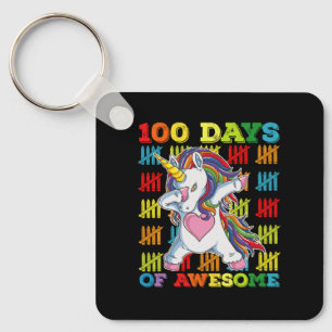 100 Days Of Awesome Unicorn 100th Day Of School Key Ring