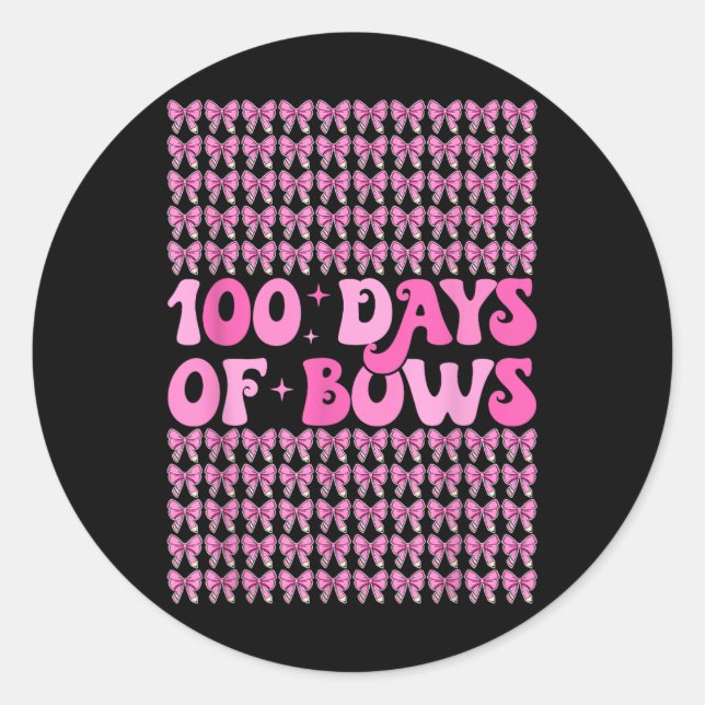 100 Days Of Bows Coquette 100th Day Of School Bow Classic Round Sticker (Front)